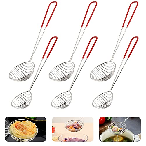 BUENTYA 6 Stück Fondue Sieb Küchensieb Edelstahl Schaumlöffel Sieblöffel Küche Siebkelle Edelstahlsieb Klein Fonduesiebe mit Griffen Schöpflöffel Sieb Abseihlöffel Gitterlöffel für Garen von Gemüse von BUENTYA