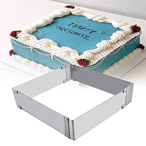 BUENTYA Backrahmen Rechteckig Verstellbar Tortenrahmen Mousse Ring Edelstahl Backrahmen Backform Max 28 * 28 * 5 cm Dekorierrahmen Tortenring Eckig Kuchenrahmen Kuchenring für Kuchen Torten Pizza BUENTYA Backrahmen Rechteckig Verstellbar Tortenrahmen Mousse Ring Edelstahl Backrahmen Backform Max 28 * 28 * 5 cm Dekorierrahmen Tortenring Eckig Kuchenrahmen Kuchenring für Kuchen Torten Pizza von BUENTYA