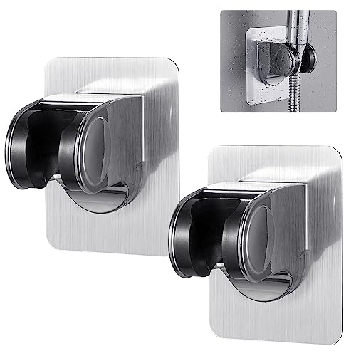 BUENTYA 2 Stück Duschkopf Halterungen Handbrausehalterung Duschbrause Halterung Ohne Bohren Duschbrausehalterung Verstellbar Brausehalter Shower Head Holder Wandhalterung Brausekopf für Duschkopf von BUENTYA