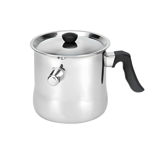 1.5L Milchtopf Doppelwandig mit Deckel Pfeife Bakelitgriff, Milchtopf Edelstahl, Simmertopf, Wasserbad Topf, Milchkochtopf für Gas Elektro Induktion von BUERPINKING
