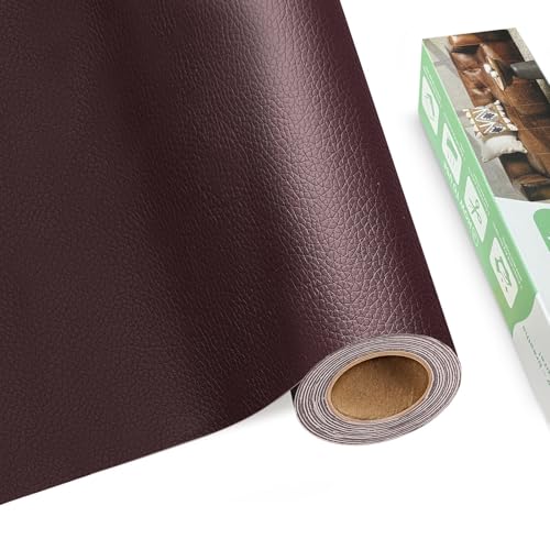 Kunstleder selbstklebend, 30 X 200 cm Leder Reparatur Set, Lederflicken selbstklebend, Leder selbstklebend für Möbel, Sofa, Autositze, Reparatur und Renovierung, Braun von BUERPINKING