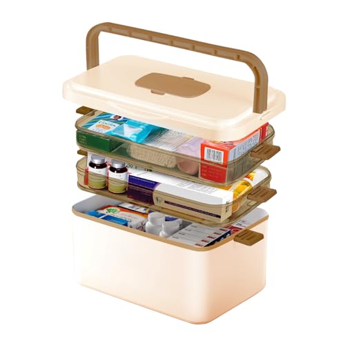 Medikamentenbox Medikamenten aufbewahrung, hausapotheke box mit tragbarer Griff 3-layer-Speicherbehälter hausapotheke organizer Medikamentenbox Groß Medicine Organizer Box 31x25.5x16.5CM (Kaffeefarbe) Medikamentenbox Medikamenten aufbewahrung, hausapotheke box mit tragbarer Griff 3-layer-Speicherbehälter hausapotheke organizer Medikamentenbox Groß Medicine Organizer Box 31x25.5x16.5CM (Kaffeefarbe) von BUERPINKING