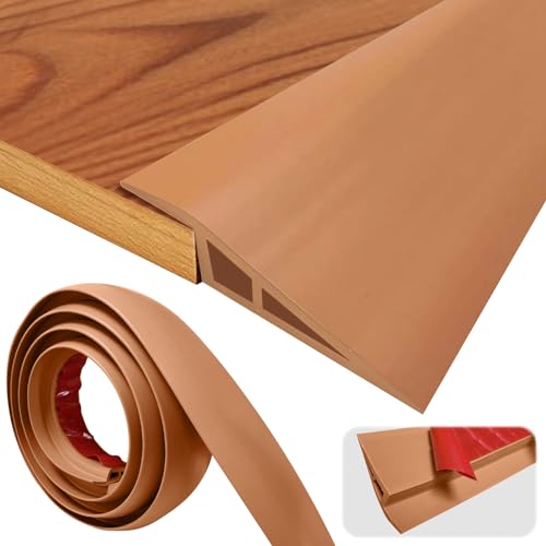 PVC Abdeckleiste Selbstklebend, Übergangsprofil Selbstklebend 2m, Türleisten Boden Selbstklebend Übergangsleiste, Übergangsschiene selbstklebend für Parkettböden, Laminate, Schwellen (Hellbraun) von BUERPINKING