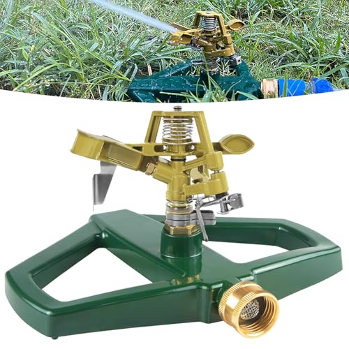 Rasensprenger mit Metallsockel, Impulsregner, 360 Rotierende Gartensprenger, Rasensprenger Große flächen und kleine fläche, für Rasenbewässerung Gartenbewässerung von BUERPINKING