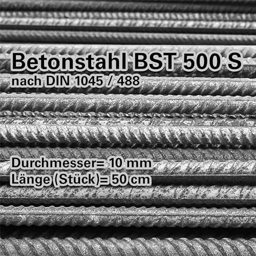 BUEWA Schilder 25x Betonstahl BST 500S Bewehrungseisen Baustahl Moniereisen, d=10 mm, L=50 cm von BUEWA Schilder