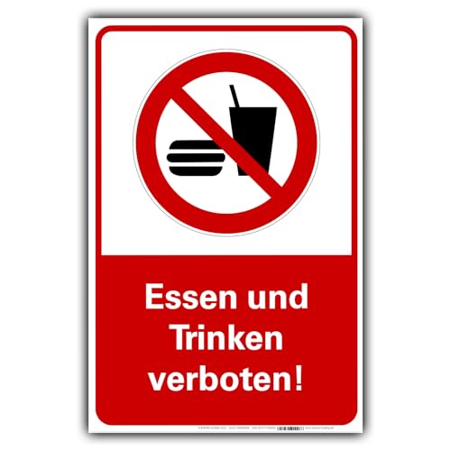 BUEWA Schild: Essen und Trinken verboten, Rot, Wandmontage, Warnung, einfach von BUEWA Schilder