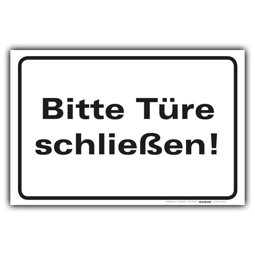 Bitte Türe schließen Schild Hinweisschild Orientierung PVC 300 x 200 x 3 mm Vorgebohrt B1-Zertifiziert von BUEWA Schilder