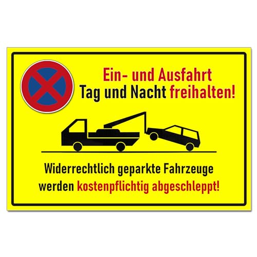 Ein Ausfahrt freihalten Schild Halteverbot Hinweis Abschleppen PVC 300 x 200 x 3 mm Vorgebohrt B1-Zertifiziert von BUEWA Schilder