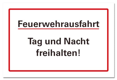 Feuerwehrausfahrt Halteverbot Schild Hinweis Tag Nacht Freihalten PVC 300 x 200 x 3 mm Vorgebohrt B1-Zertifiziert von BUEWA Schilder