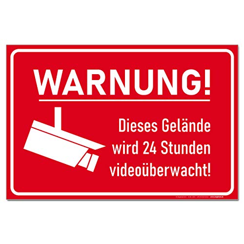 Gebäude Überwachung Schild Hinweis Videoüberwachung PVC 300 x 200 x 3 mm Vorgebohrt B1-Zertifiziert von BUEWA Schilder