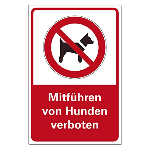 Mitführen von Hunden verboten Schild Hundeverbot PVC 300 x 200 x 3 mm Vorgebohrt B1-Zertifiziert von BUEWA Schilder