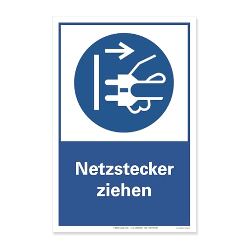 Netzstecker ziehen Schild Gebotsschild Hinweis Hartschaum 20x30 cm von BUEWA Schilder