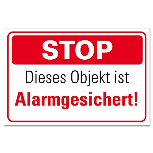 Objekt Alarmgesichert Videoüberwachung Schild Hinweisschild PVC 300 x 200 x 3 mm Vorgebohrt B1-Zertifiziert von BUEWA Schilder