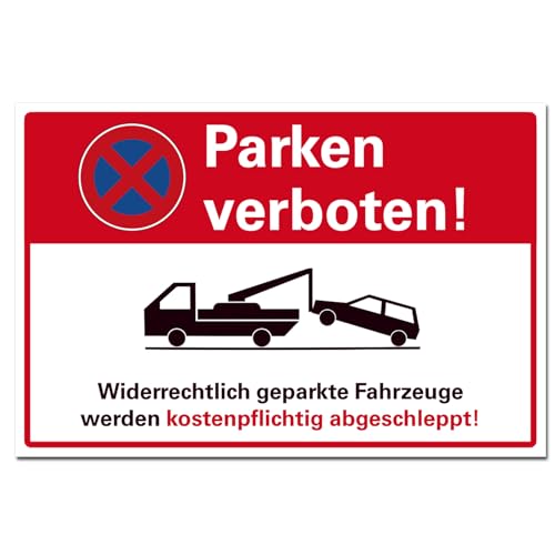Parken verboten Schild Parkverbot Hinweisschild, Hartschaum, 30x20 cm von BUEWA Schilder
