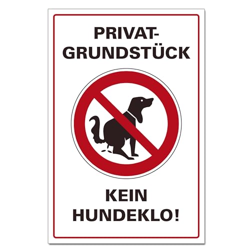 Privat Grundstück Kein Hundeklo Hinweisschild PVC 300 x 200 x 3 mm Vorgebohrt B1-Zertifiziert von BUEWA Schilder