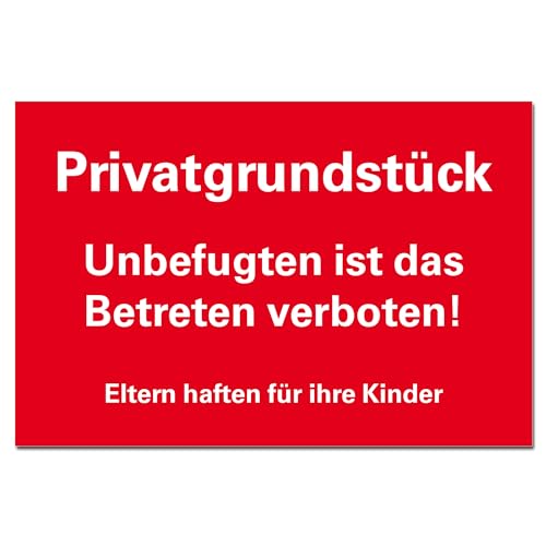 Privatgrundstück Betreten verboten Schild Hinweisschild PVC 300 x 200 x 3 mm Vorgebohrt B1-Zertifiziert von BUEWA Schilder