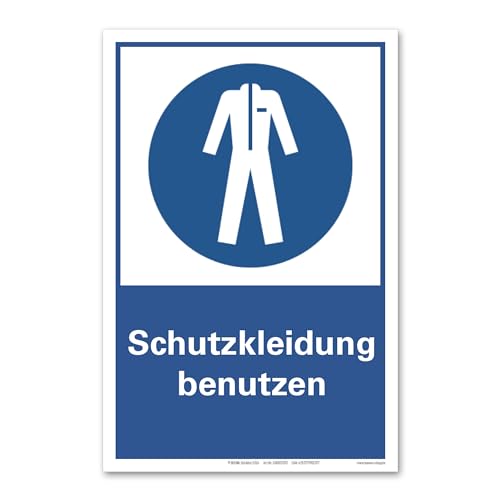 Schutzkleidung benutzen Gebotsschild Schild Hinweis Hartschaum 20x30cm von BUEWA Schilder