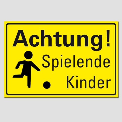 Spielende Kinder Schild Hinweisschild PVC 300 x 200 x 3 mm Vorgebohrt B1-Zertifiziert von BUEWA Schilder