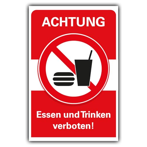 Verbotsschild Essen und Trinken verboten Verbot Hinweisschild Hartschaum 30x20 cm von BUEWA Schilder