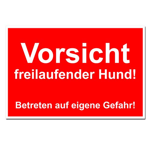 Vorsicht freilaufender Hund Schild Warnschild Gebäudeschutz Hartschaumplatte 30 x 20 cm von BUEWA Schilder