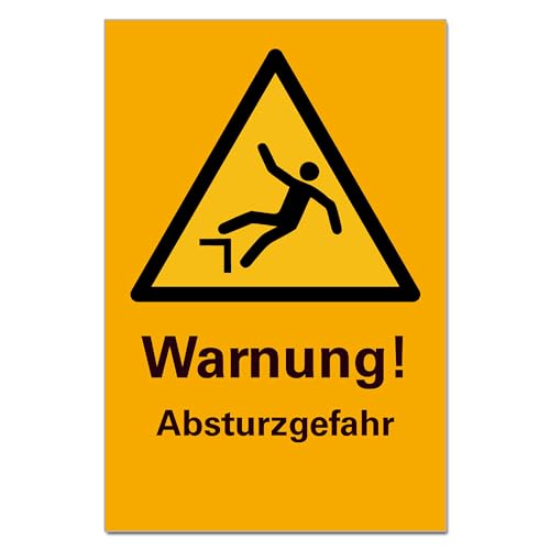 Warnung Absturzgefahr Schild Hinweisschild PVC 300 x 200 x 3 mm Vorgebohrt B1-Zertifiziert von BUEWA Schilder