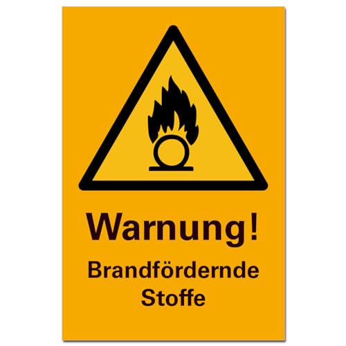 Warnung Brandfördernde Stoffe Schild Hinweisschild PVC 300 x 200 x 3 mm Vorgebohrt B1-Zertifiziert von BUEWA Schilder