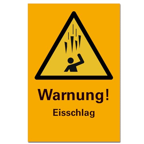Warnung Eisschlag Schild Hinweisschild PVC 300 x 200 x 3 mm Vorgebohrt B1-Zertifiziert von BUEWA Schilder
