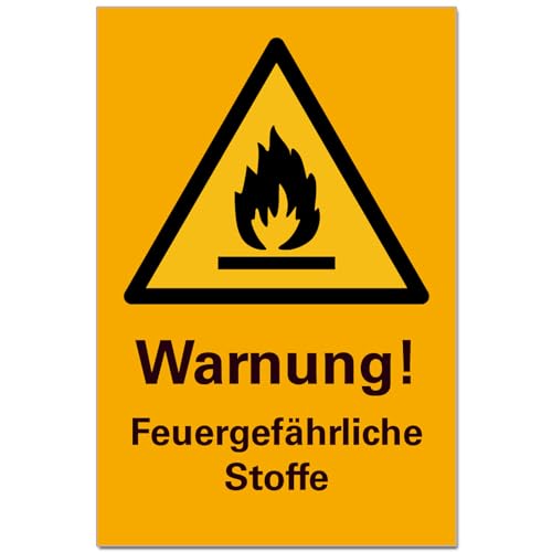 Warnung Feuergefährliche Stoffe Hinweisschild PVC 300 x 200 x 3 mm Vorgebohrt B1-Zertifiziert von BUEWA Schilder