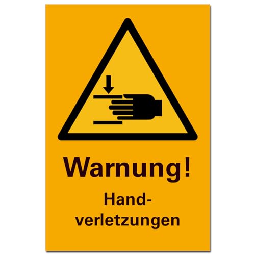Warnung Handverletzungen Schild Hinweisschild PVC 300 x 200 x 3 mm Vorgebohrt B1-Zertifiziert von BUEWA Schilder