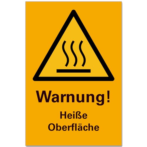 Warnung Heiße Oberfläche Schild Hinweisschild PVC 300 x 200 x 3 mm Vorgebohrt B1-Zertifiziert von BUEWA Schilder