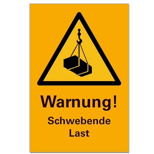 Warnung Schwebende Last Schild Hinweisschild Orange PVC 300 x 200 x 3 mm Vorgebohrt B1-Zertifiziert von BUEWA Schilder