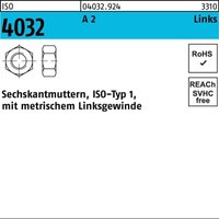 Iso 4032 a 2 Links Sechskantmuttern, ISO-Typ 1, mit metrischem Linksgewinde - Abmessung: m 18 ve=s (25 Stück) 25 Stk von BUFAB