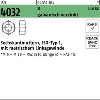 Sechskantmutter iso 4032 links m 8 8 galvanisch verzinkt Sechskantmutter iso 4032 links m 8 8 galvanisch verzinkt von BUFAB