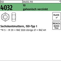 Sechskantmutter iso 4032 m 39 10 galvanisch verzinkt von BUFAB
