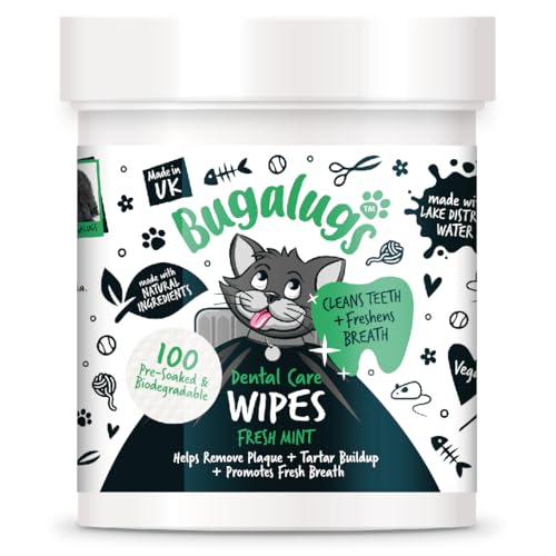 BUGALUGS Cat Breath Freshener Zahnpflegetücher Saubere Zähne, gesundes Zahnfleisch & frischer Atem – Natürlicher Katzenplaque-Entferner & Zahnsteinentferner für Zähne – kein Zähneputzen erforderlich BUGALUGS Cat Breath Freshener Zahnpflegetücher Saubere Zähne, gesundes Zahnfleisch & frischer Atem – Natürlicher Katzenplaque-Entferner & Zahnsteinentferner für Zähne – kein Zähneputzen erforderlich von BUGALUGS