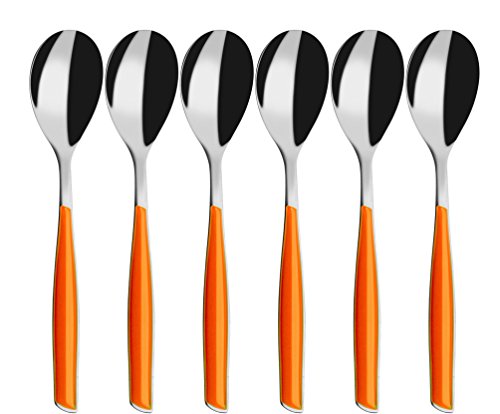 BUGATTI, Glamour, Set mit 6 Kaffeelöffeln aus Edelstahl 18/10 und ORANGE-Griff, Bugatti Pro-Tech-Systemform, spülmaschinenfest von BUGATTI