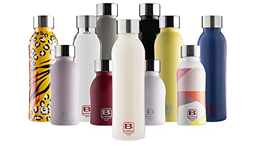 BUGATTI B BOTTLES TWIN Thermoflasche hält Flüssigkeiten 12 Stunden lang heiß 24 Stunden lang kalt und 36 Stunden lang Eis Umweltfreundliche und wiederverwendbare Fitnessflasche aus Edelstahl 18/10 von BUGATTI