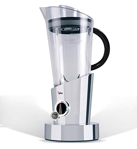 BUGATTI, Vela Evolution, elektrischer Mixer für Milchshakes und Smoothies, inklusive Eisbrecherfunktion, 4 Geschwindigkeiten, Kapazität 1,5 Liter, 500 W, innovatives Design (Chromfarbe) von BUGATTI