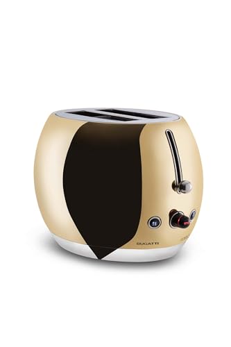 BUGATTI Romeo, Multifunktions-Design-Toaster aus Edelstahl, 7 Bräunungsstufen, 4 Funktionen, ohne Zange, 870-1035 W, Glänzendes Goldgelb von BUGATTI