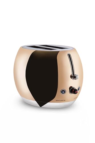 BUGATTI Romeo, Multifunktions-Design-Toaster aus Edelstahl, 7 Bräunungsstufen, 4 Funktionen, ohne Zange, 870-1035 W, Glänzendes Roségold von BUGATTI