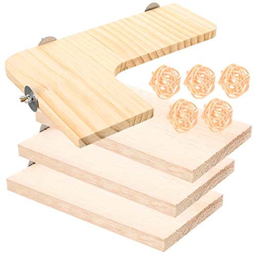 BUGUUYO Käfig-eckregal Kletterbrett Aus Holz Papageienspielzeug Eichhörnchen-springständer Sprungbrett Für Haustiere 10-teiliges Set Leicht Zu Reinigen von BUGUUYO