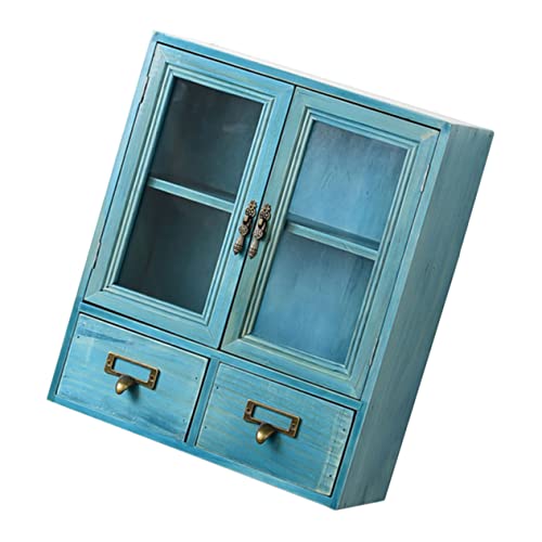 BUGUUYO 1 Stück Kosmetischer Lagerschrank Veranstalter Schubladen-Organizer Aufbewahrung Mit Schubladen Aufbewahrungsboxen Klein Organizer-schublade Organisation Und Lagerung Blau Glas von BUGUUYO