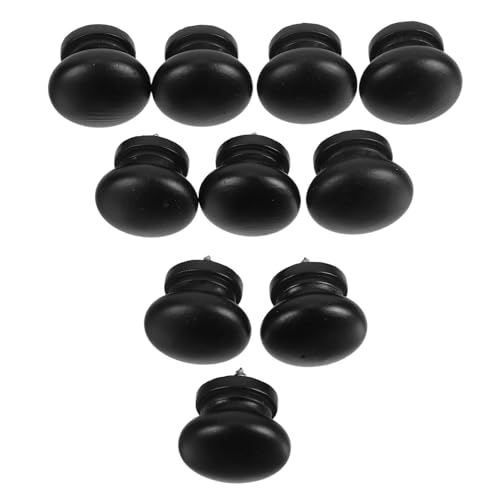 BUGUUYO 10 Stück Runde Holzknöpfe Schwarz Rustikale Schrankgriffe mit Einzelbohrung Passende Holzgriffe für Küchenschränke Kommoden Kleiderschränke Vielseitig und Minimalistisch Gestaltet von BUGUUYO