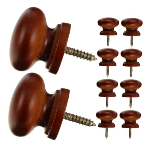 BUGUUYO 10 Stück Runde Holzschubladenknöpfe Selbstschneidend Ergonomisch für Möbel Türen Schränke Kommoden Feuchtigkeitsbeständig Einfache Montage Braun Minimalistisches Design von BUGUUYO