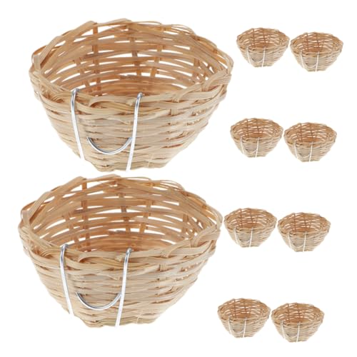 BUGUUYO 10 Stück Teiliges Vogelhaus mit Haken Handgefertigtes Nistkäfig für Papageien Wellensittiche und Kanarienvögel für Garten und Terrasse Atmungsaktiv und Dekorativ von BUGUUYO