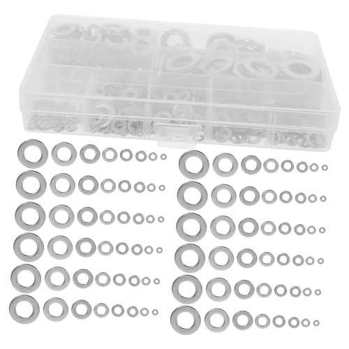 BUGUUYO 1010 Stück Edelstahl Unterlegscheiben Teilig Flachscheiben Metall Dichtungen für Auto Generatoren mit Aufbewahrungsbox Langlebig Gute Wärme und Elektrische Leitfähigkeit von BUGUUYO