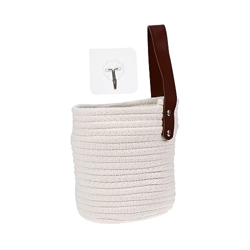 BUGUUYO Handgewebter Baumwollseil Hängekorb Für Aufbewahrung Und Dekoration Geflochtener Korb Für Kleinigkeiten Und Pflanzen Wanddekoration Geschenkidee von BUGUUYO