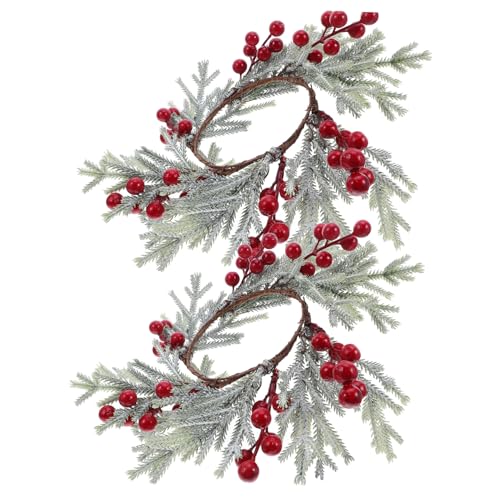 BUGUUYO 2 STK. Weihnachts-kerzenringe Roten Beeren und Frostigen Kiefernzweigen Stabile Stumpenkerzenhalter für Tischdekoration Passend für Stabkerzen und Säulenkerzen Vielseitige von BUGUUYO