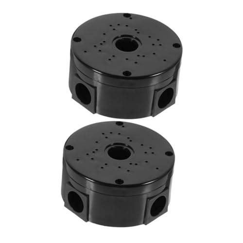 BUGUUYO 2 STÜCK Wasserdichte Runde Kabelbox Wetterfeste Abzweigdose mit Großem Innenraum Wetterfeste Projektbox für Außenelektrik Multifunktionale Steckdosen verteilerkasten Schwarz von BUGUUYO