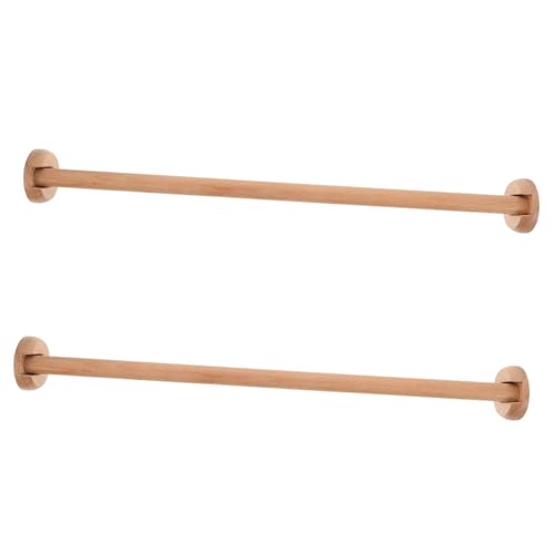 BUGUUYO 2 Sätze Kleiderstangen aus Massivem Buchenholz mit Stabilen Flanschhaltern Robuste Garderobenstange für Schrank Vielseitiger Holz Kleiderbügel Organizer Langlebige Aufhängelösung von BUGUUYO